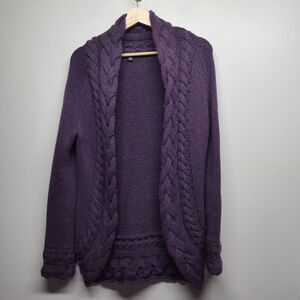 Banana Republic Knit Cardigan Sweater Women Size M Purple Open  Cashmere Wool